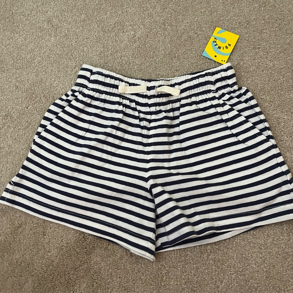 Primary kids park shorts, navy stripe, 4
